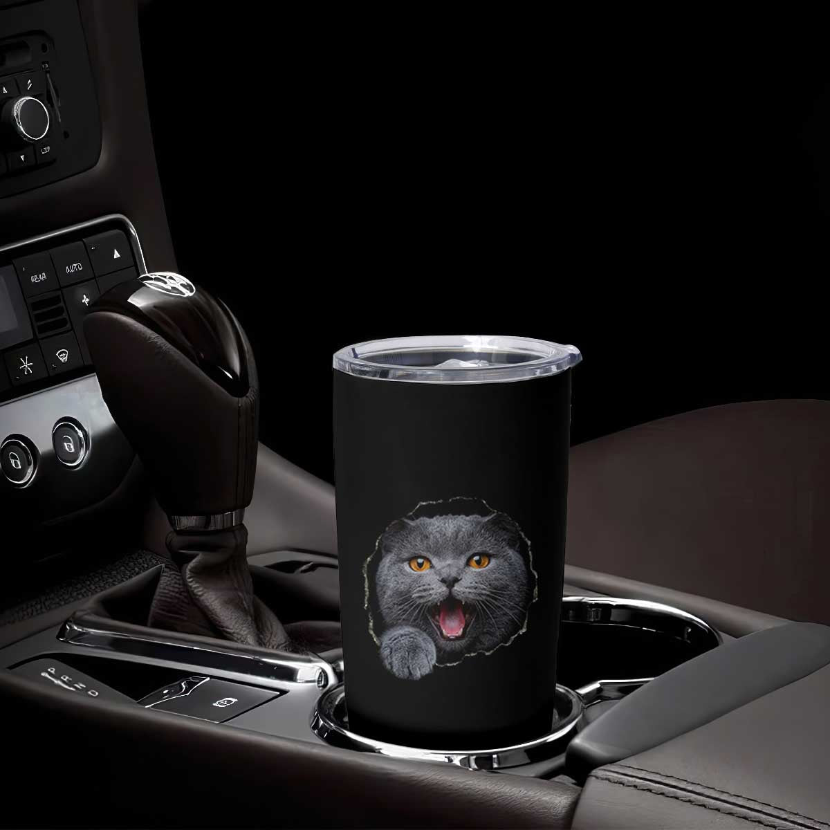 Cute British Shorthair Cat Peeking Through Cracked Wall Tumbler Cup TS12 Print Your Wear