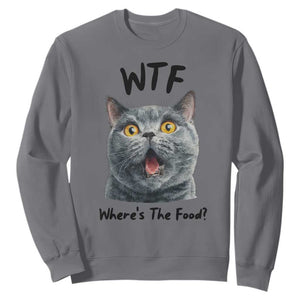 Funny Shocked British Shorthair Cat Sweatshirt Where Is The Food TS12 Charcoal Print Your Wear