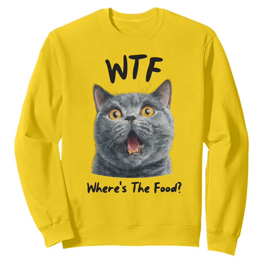 Funny Shocked British Shorthair Cat Sweatshirt Where Is The Food TS12 Daisy Print Your Wear