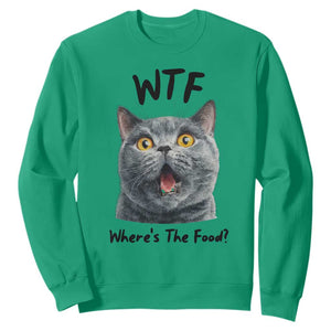 Funny Shocked British Shorthair Cat Sweatshirt Where Is The Food TS12 Irish Green Print Your Wear
