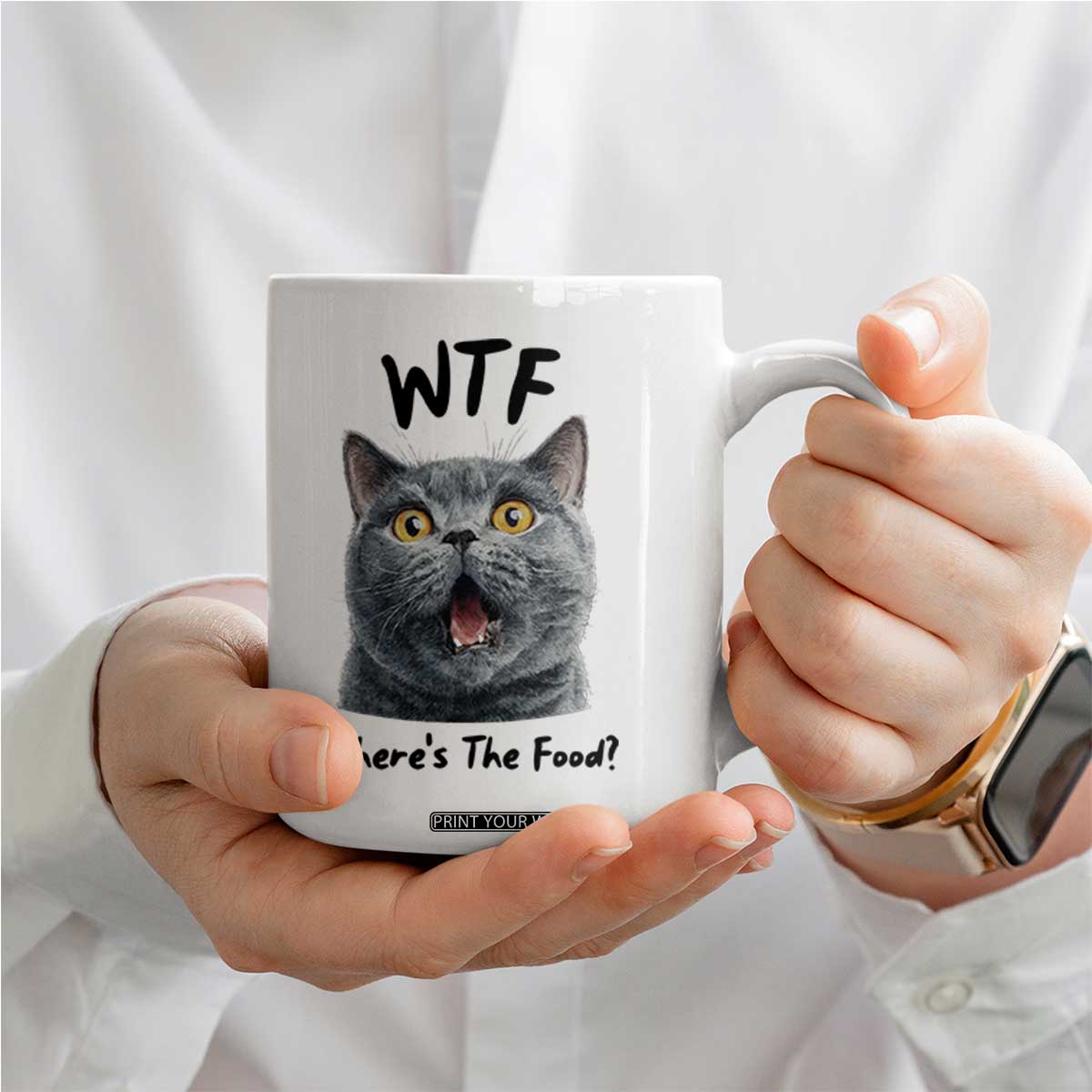Funny Shocked British Shorthair Cat Coffee Mug Where Is The Food TS12 Print Your Wear