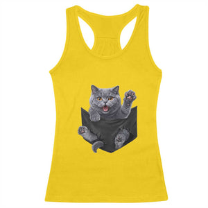 Cute British Shorthair Cat In Pocket Racerback Tank Top Cat Lover TS12 Daisy Print Your Wear