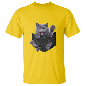 Cute British Shorthair Cat In Pocket T Shirt Cat Lover TS12 Daisy Print Your Wear