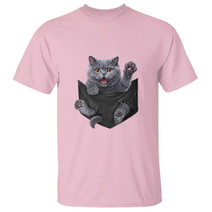 Cute British Shorthair Cat In Pocket T Shirt Cat Lover TS12 Light Pink Print Your Wear