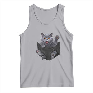 Cute British Shorthair Cat In Pocket Tank Top Cat Lover TS12 Athletic Heather Print Your Wear