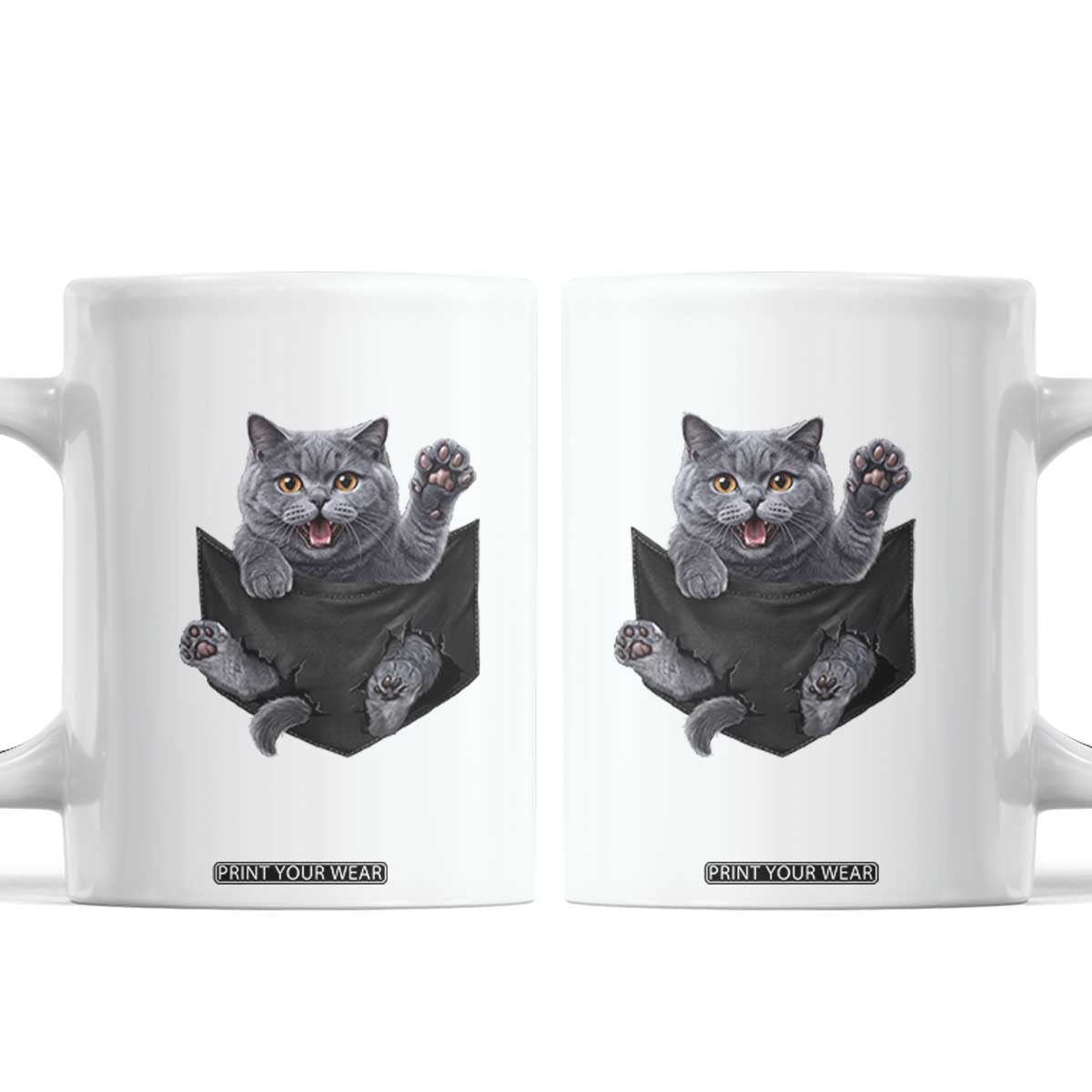 Cute British Shorthair Cat In Pocket Coffee Mug Cat Lover TS12 White Print Your Wear
