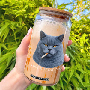 Funny British Shorthair Smoking Glass Can I Got That Cat In Me TS12 Black Print Your Wear