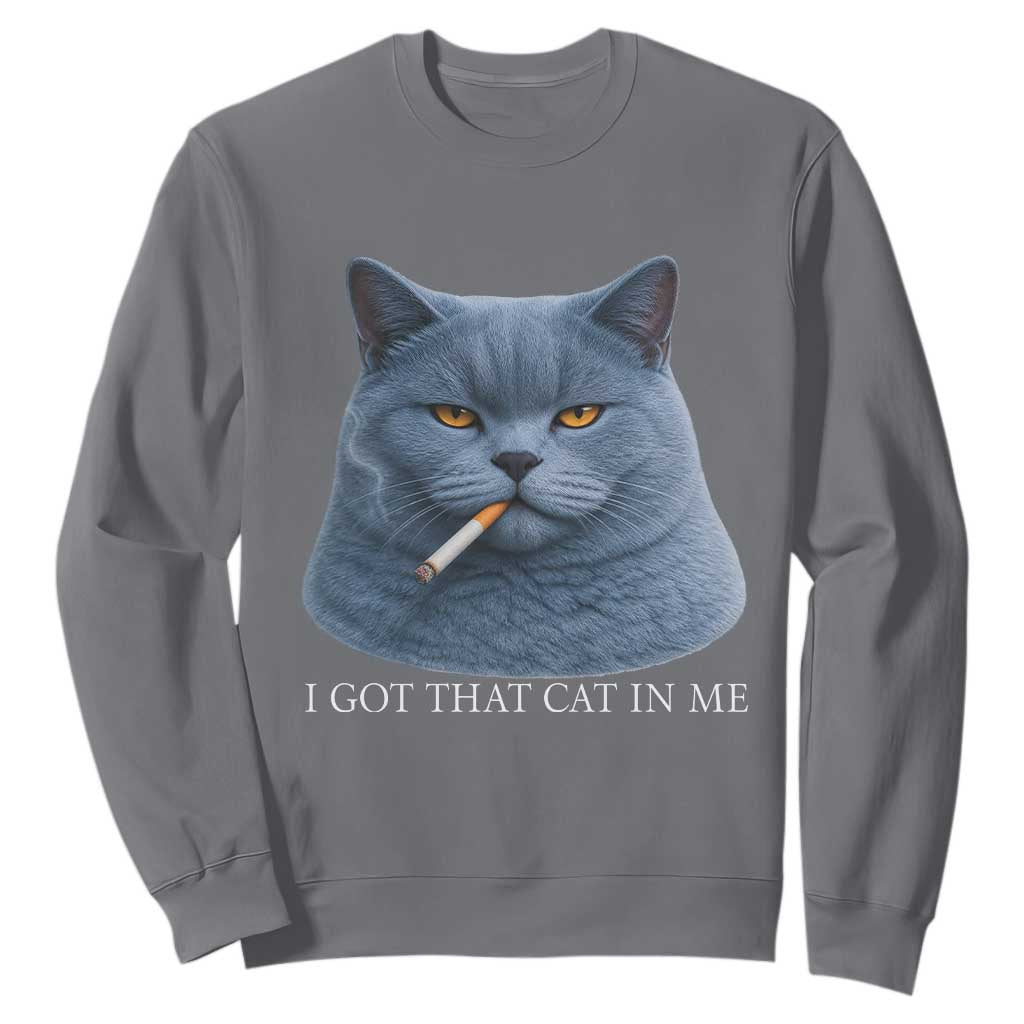 Funny British Shorthair Smoking Sweatshirt I Got That Cat In Me TS12 Charcoal Print Your Wear
