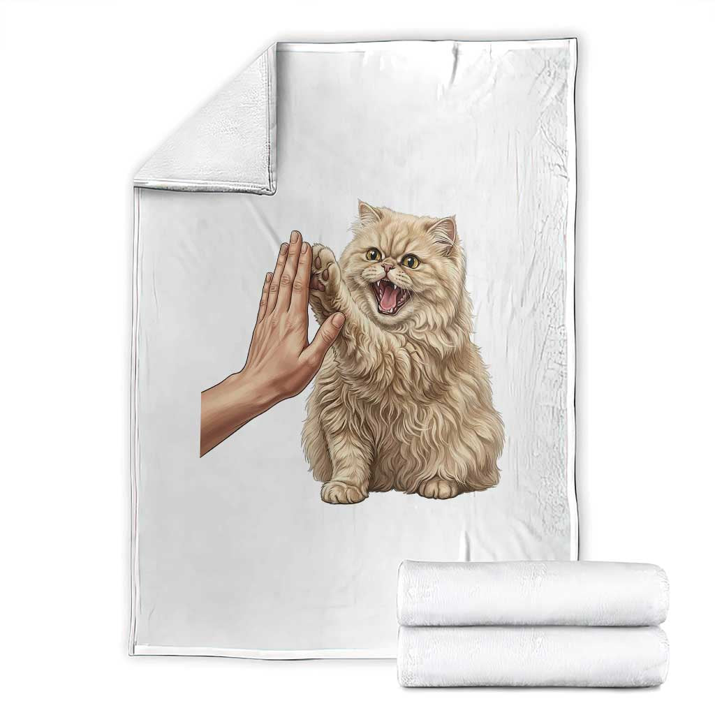 Cute Persian Cat High Five Throw Blanket Cat Lover TS12 White Print Your Wear