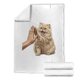 Cute Persian Cat High Five Throw Blanket Cat Lover TS12 White Print Your Wear