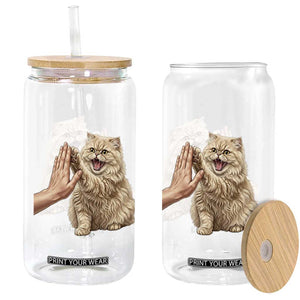Cute Persian Cat High Five Glass Can Cat Lover TS12 Print Your Wear