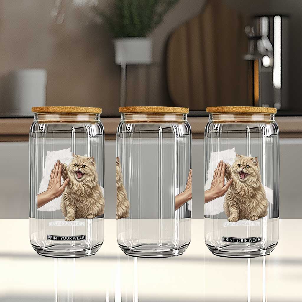 Cute Persian Cat High Five Glass Can Cat Lover TS12 Print Your Wear