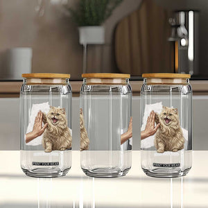 Cute Persian Cat High Five Glass Can Cat Lover TS12 Print Your Wear