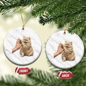 Cute Persian Cat High Five Ceramic Ornament Cat Lover TS12 1pc White Marble Print Your Wear