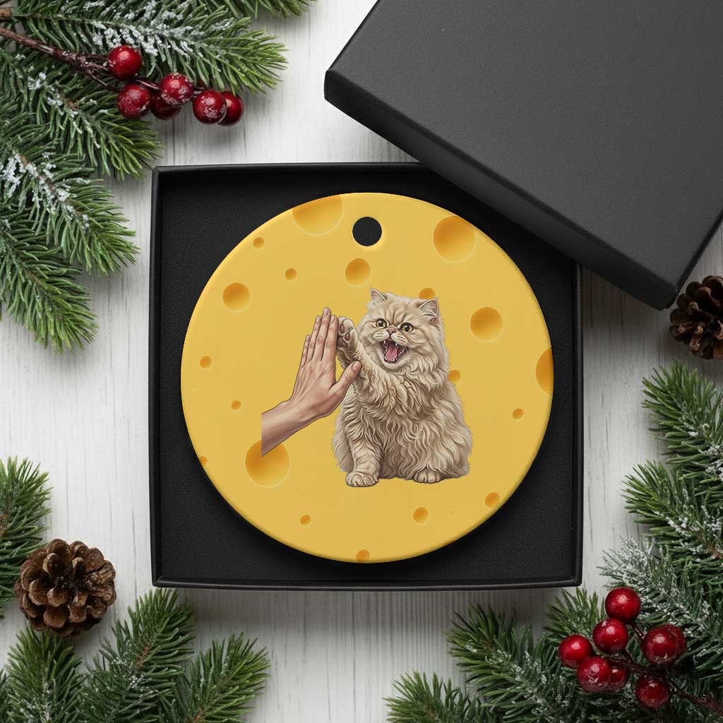 Cute Persian Cat High Five Ceramic Ornament Cat Lover TS12 1pc Yellow Cheese Print Your Wear