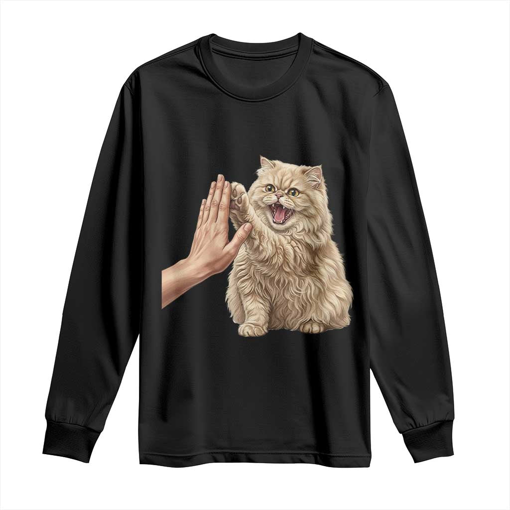 Cute Persian Cat High Five Long Sleeve Shirt Cat Lover TS12 Black Print Your Wear