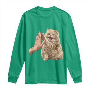 Cute Persian Cat High Five Long Sleeve Shirt Cat Lover TS12 Irish Green Print Your Wear