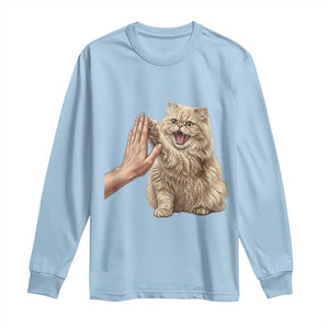 Cute Persian Cat High Five Long Sleeve Shirt Cat Lover TS12 Light Blue Print Your Wear
