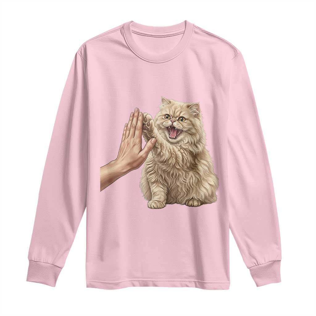 Cute Persian Cat High Five Long Sleeve Shirt Cat Lover TS12 Light Pink Print Your Wear