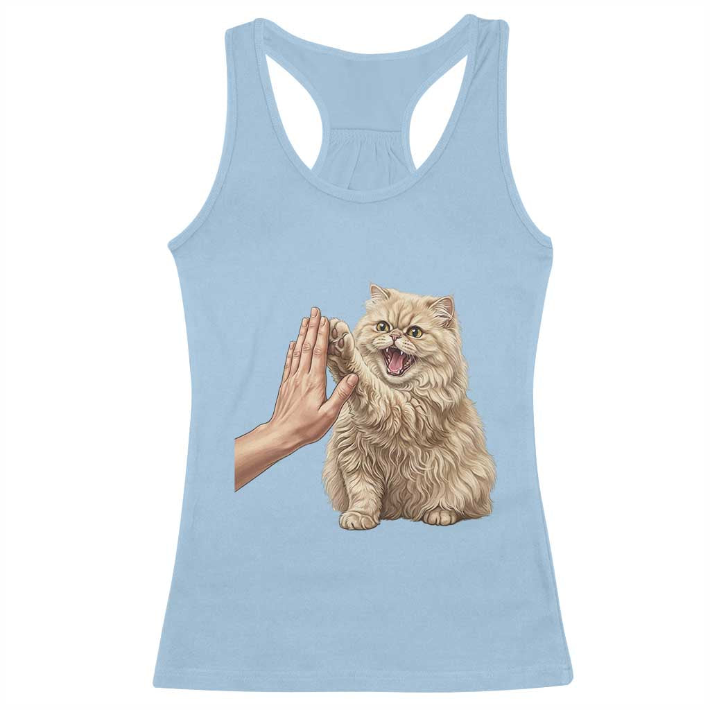 Cute Persian Cat High Five Racerback Tank Top Cat Lover TS12 Light Blue Print Your Wear