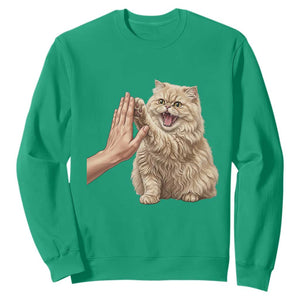 Cute Persian Cat High Five Sweatshirt Cat Lover TS12 Irish Green Print Your Wear