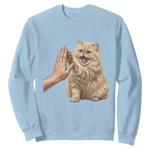 Cute Persian Cat High Five Sweatshirt Cat Lover TS12 Light Blue Print Your Wear