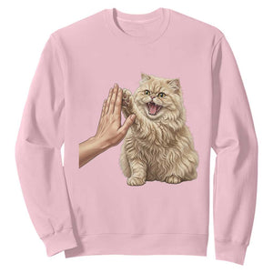 Cute Persian Cat High Five Sweatshirt Cat Lover TS12 Light Pink Print Your Wear