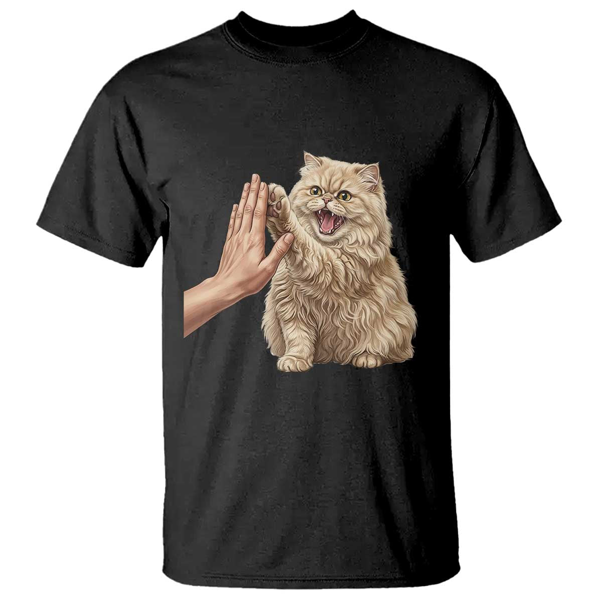 Cute Persian Cat High Five T Shirt Cat Lover TS12 Black Print Your Wear