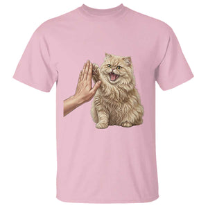 Cute Persian Cat High Five T Shirt Cat Lover TS12 Light Pink Print Your Wear