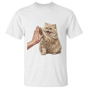 Cute Persian Cat High Five T Shirt Cat Lover TS12 White Print Your Wear
