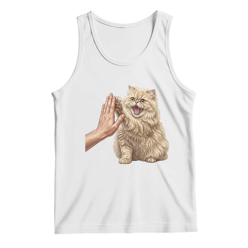 Cute Persian Cat High Five Tank Top Cat Lover TS12 White Print Your Wear