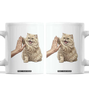 Cute Persian Cat High Five Coffee Mug Cat Lover TS12 White Print Your Wear