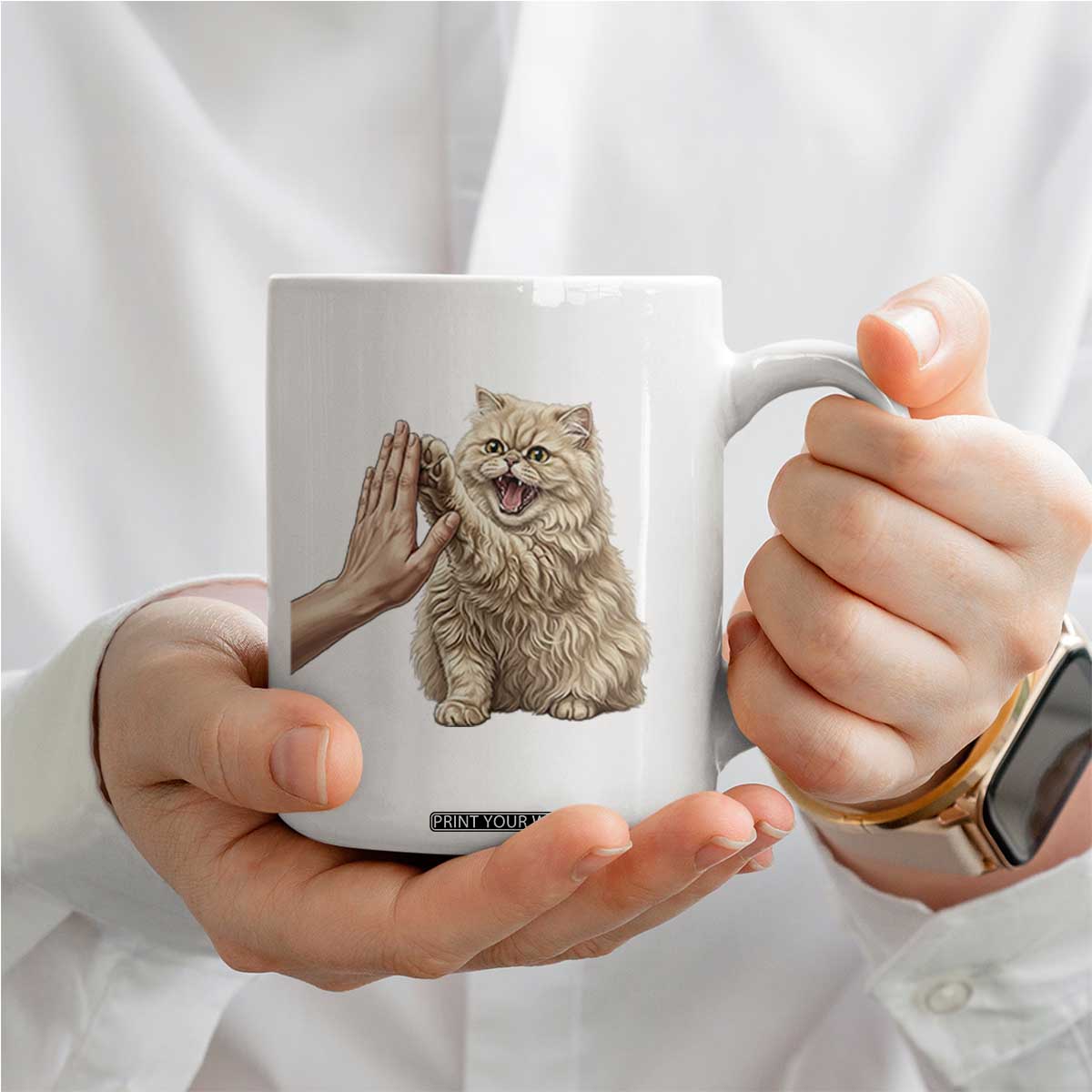 Cute Persian Cat High Five Coffee Mug Cat Lover TS12 Print Your Wear