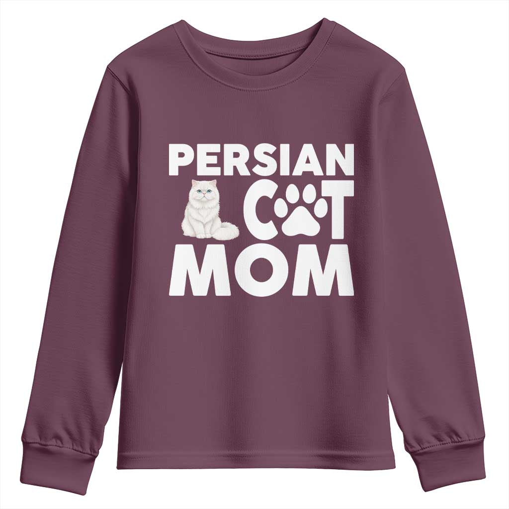 Proud Persian Cat Mom Youth Sweatshirt Fluffy Cat Lover Gift For Her TS12 Maroon Print Your Wear