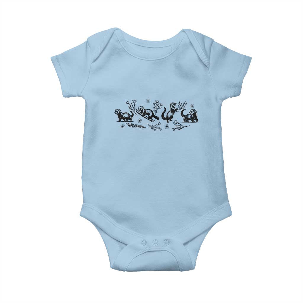 Minimalist Ferret Floral Graphic Baby Onesie Exotic Pet Owner Gift TS12 Light Blue Print Your Wear