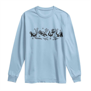 Minimalist Ferret Floral Graphic Long Sleeve Shirt Exotic Pet Owner Gift TS12 Light Blue Print Your Wear