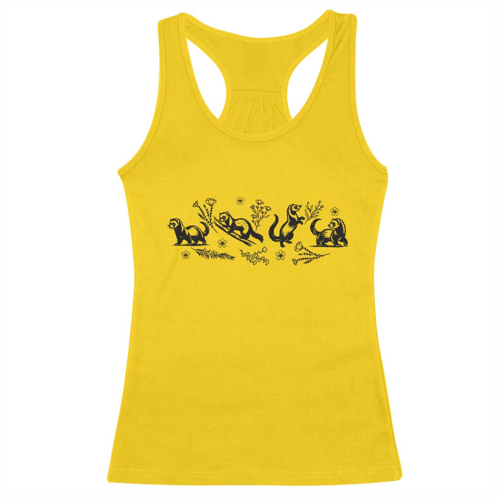 Minimalist Ferret Floral Graphic Racerback Tank Top Exotic Pet Owner Gift TS12 Daisy Print Your Wear