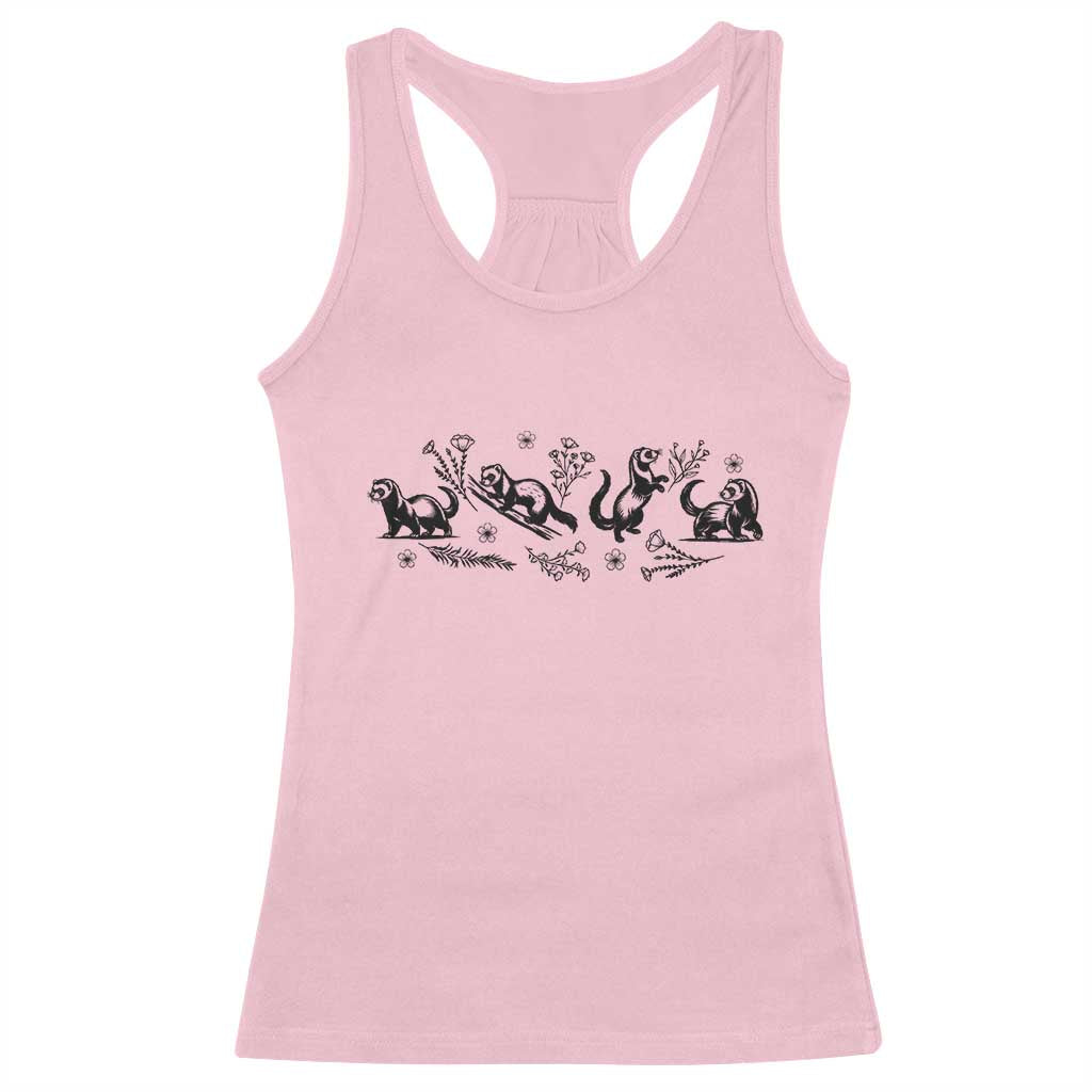 Minimalist Ferret Floral Graphic Racerback Tank Top Exotic Pet Owner Gift TS12 Light Pink Print Your Wear