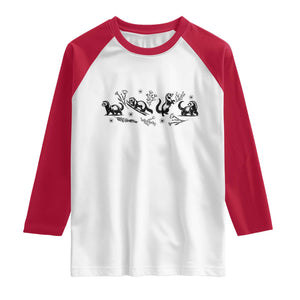 Minimalist Ferret Floral Graphic Raglan Shirt Exotic Pet Owner Gift TS12 White Red Print Your Wear