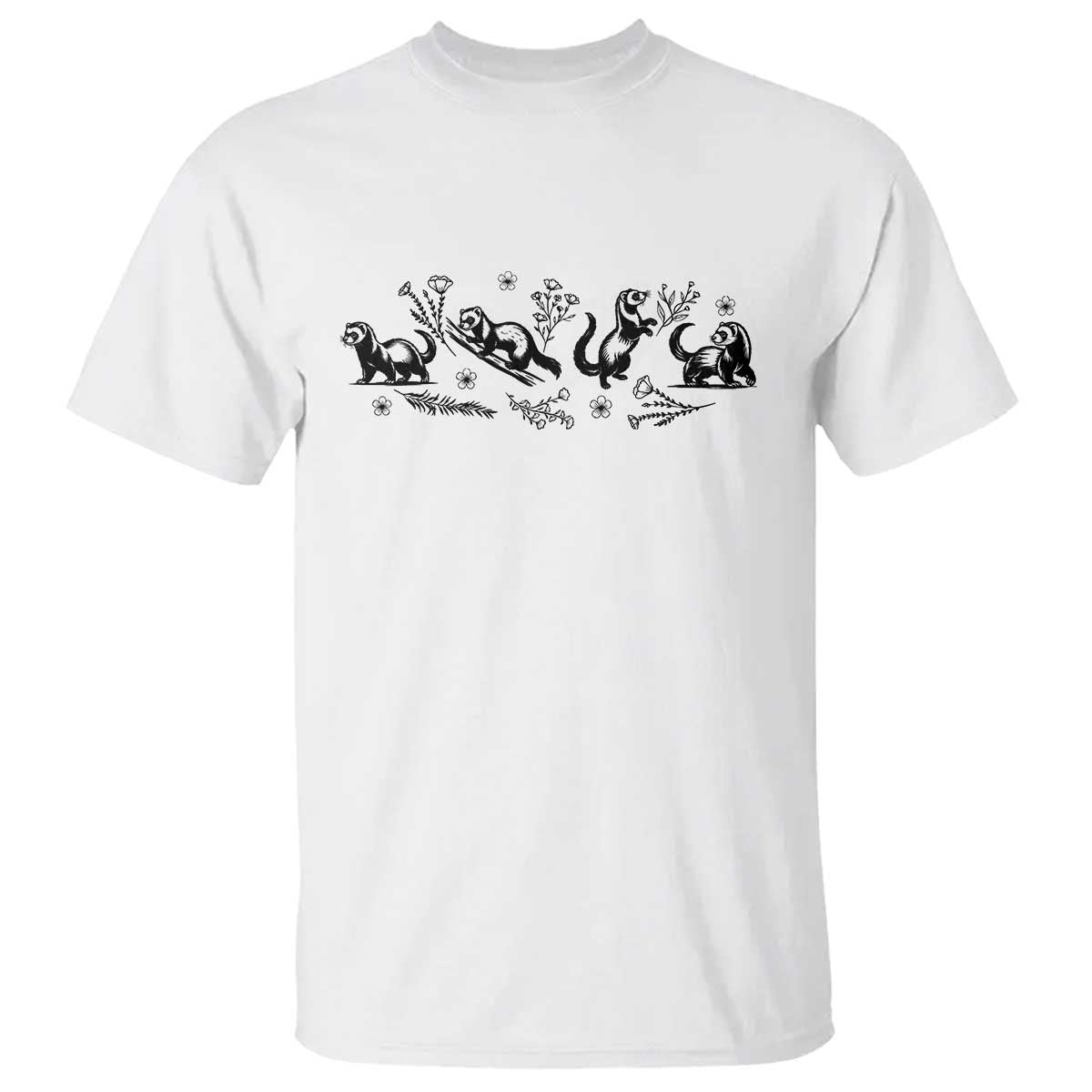 Minimalist Ferret Floral Graphic T Shirt Exotic Pet Owner Gift TS12 White Print Your Wear