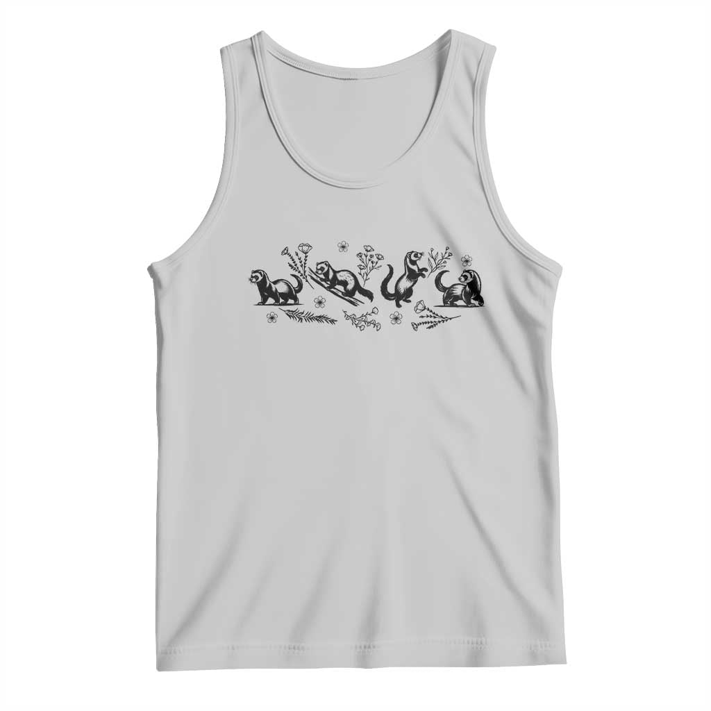 Minimalist Ferret Floral Graphic Tank Top Exotic Pet Owner Gift TS12 Ash Print Your Wear