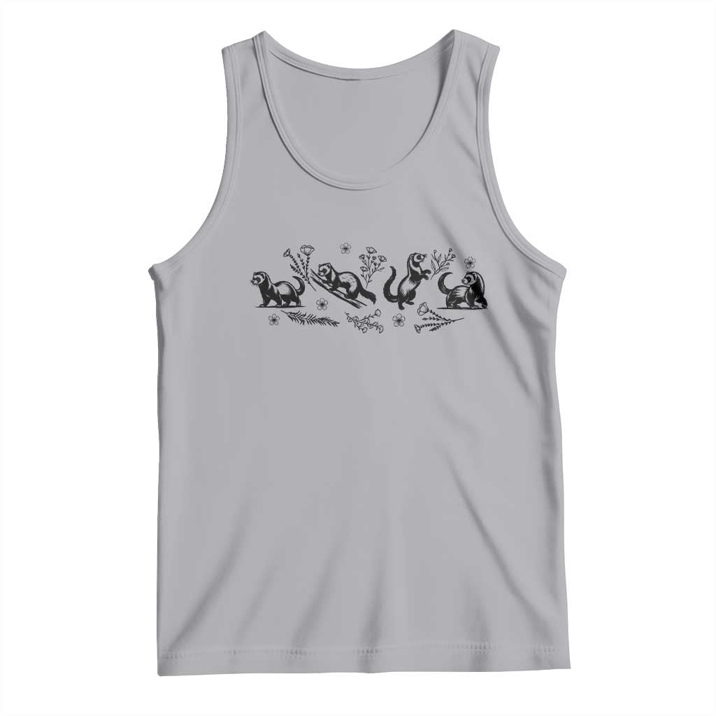 Minimalist Ferret Floral Graphic Tank Top Exotic Pet Owner Gift TS12 Athletic Heather Print Your Wear