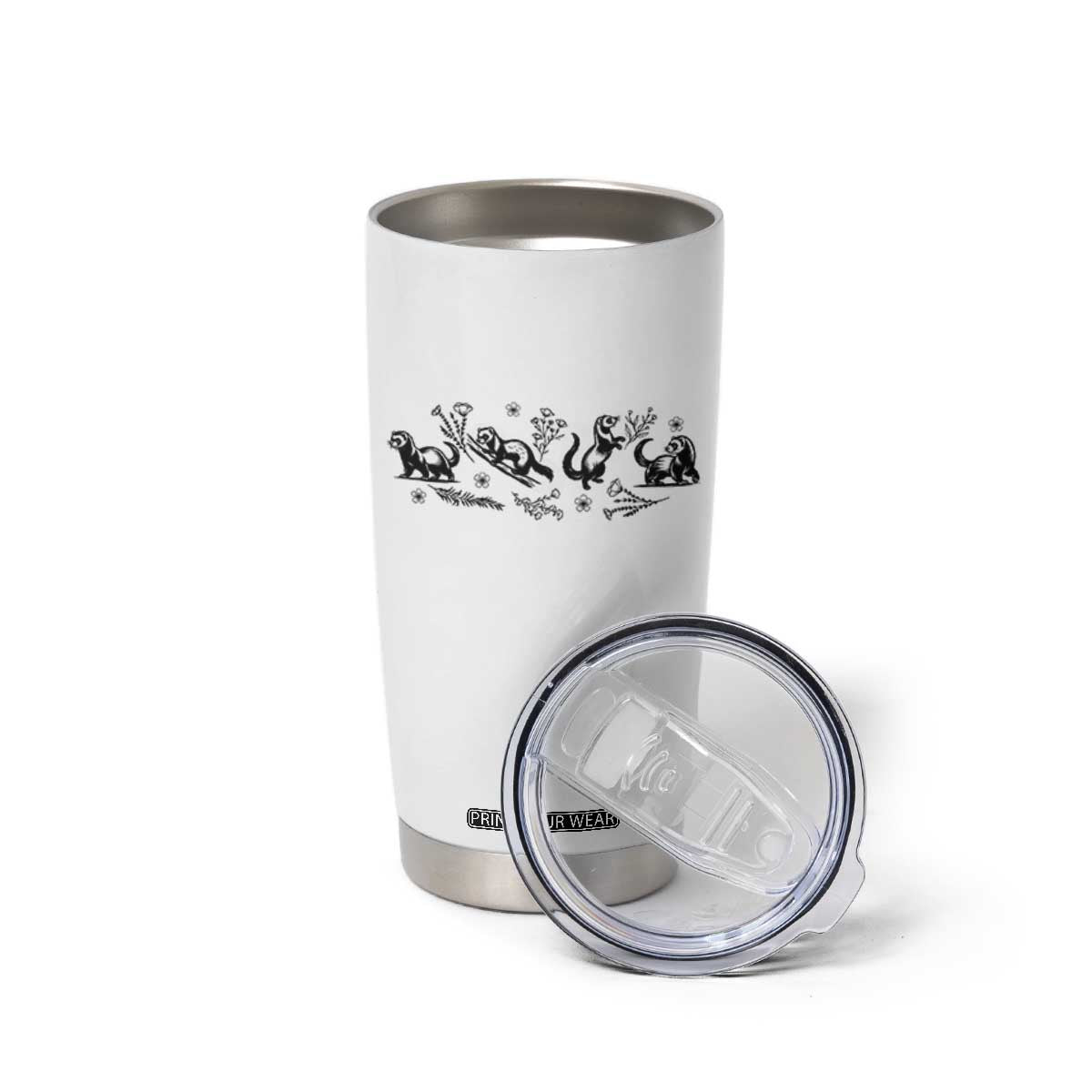Minimalist Ferret Floral Graphic Tumbler Cup Exotic Pet Owner Gift TS12 Print Your Wear