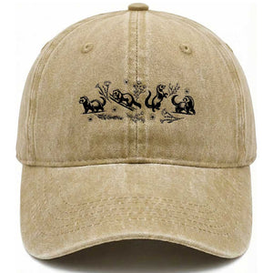 Minimalist Ferret Floral Graphic Washed Cotton Baseball Cap Exotic Pet Owner Gift TS12 Print Your Wear