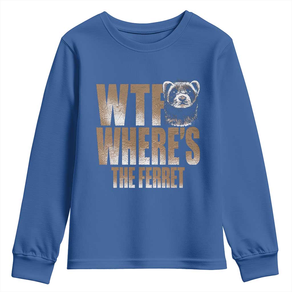 Funny Polecat Ferret Gift Youth Sweatshirt WTF Where Is The Ferret TS12 Royal Blue Print Your Wear