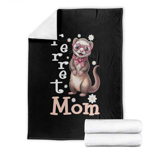 Ferret Mom Life Throw Blanket Funny Cute Polecat Ferret Lover TS12 Black Print Your Wear