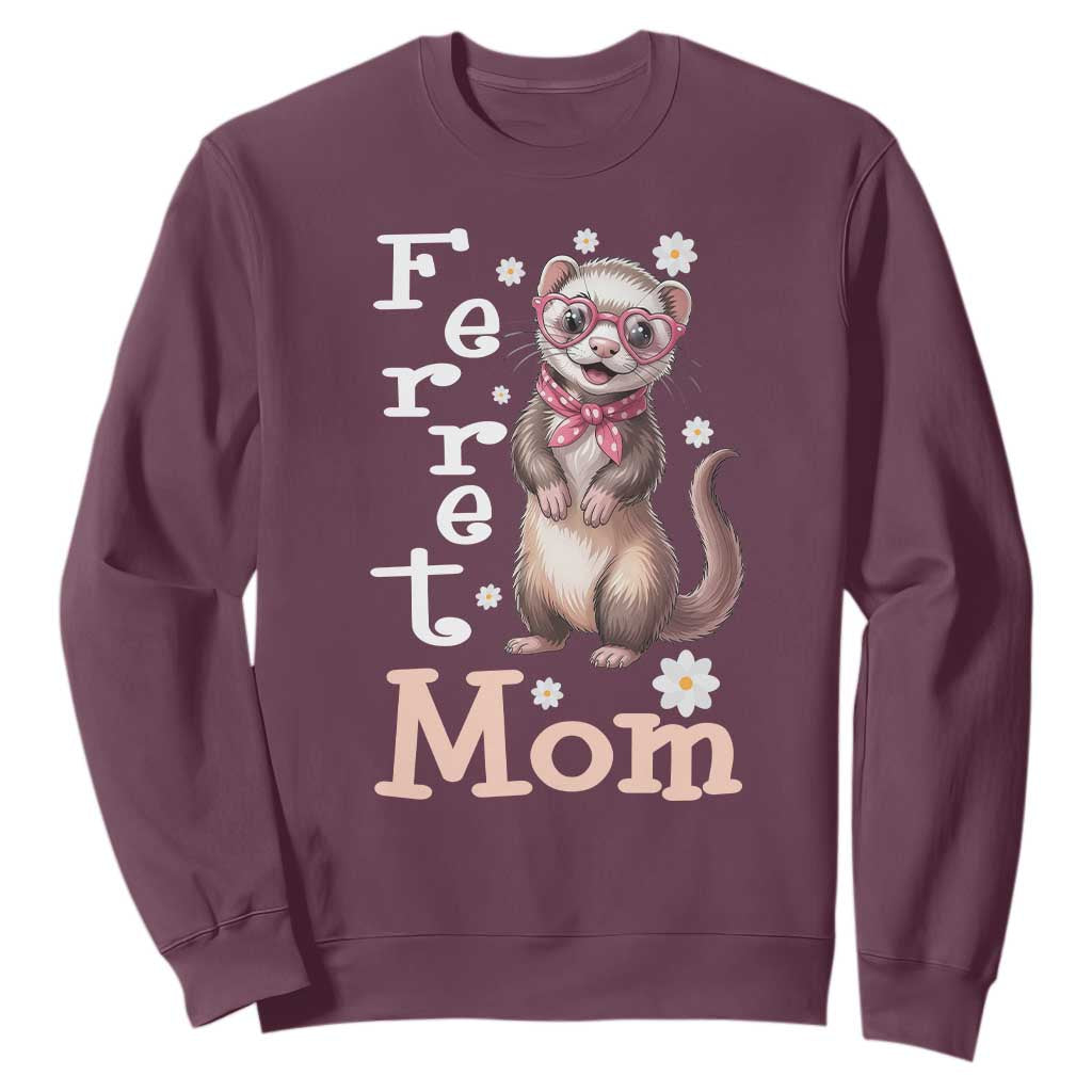 Ferret Mom Life Sweatshirt Funny Cute Polecat Ferret Lover TS12 Maroon Print Your Wear