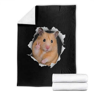 Funny Curious Hamster Peeking Through A Cracked Wall Meme Throw Blanket TS12 Black Print Your Wear