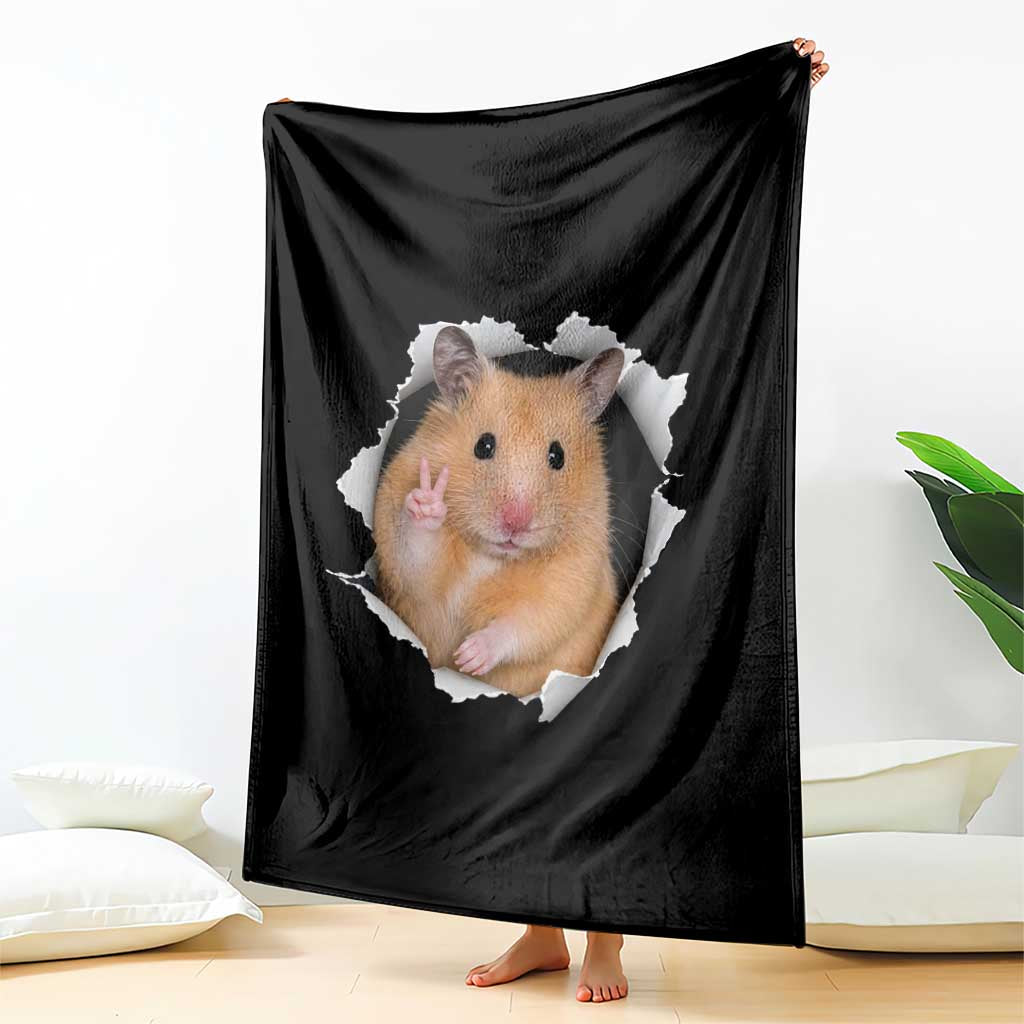 Funny Curious Hamster Peeking Through A Cracked Wall Meme Throw Blanket TS12 Print Your Wear