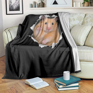 Funny Curious Hamster Peeking Through A Cracked Wall Meme Throw Blanket TS12 Print Your Wear